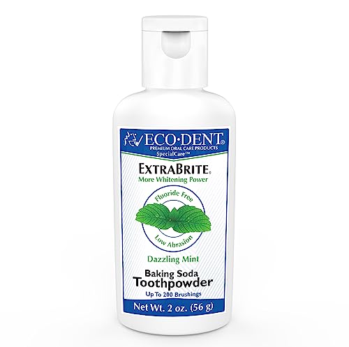 Eco-Dent Baking Soda Tooth Powder - Tartar Control, Gentle Whitening, Mint - 2oz + Rinse Pack