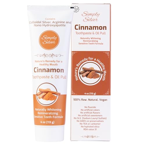 Simply Silver Toothpaste - Remineralizes Teeth & Reduces Sensitivity, Vegan - 4oz Cinnamon