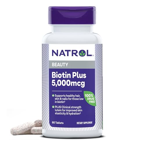 Natrol Beauty Biotin Plus Lutein - Supports Healthy Hair, Skin & Nails - 60 Tablets