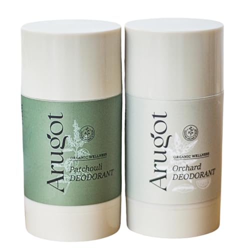 ARUGOT Organic Deodorant Bundle - No Stain, Aluminum Free, Vegan - Patchouli & Lemon, 2 Sticks