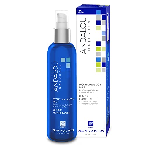 Andalou Naturals Face Mist - Hydrating Spray with Hyaluronic Acid & Bio-Designed Collagen - 6 fl oz