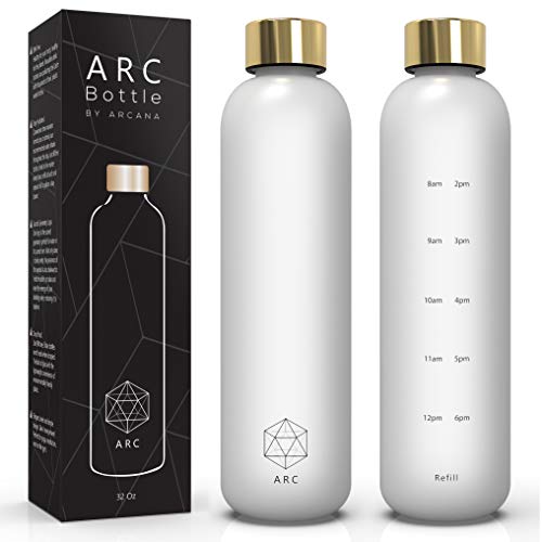 ARCANA Arc Water Bottle - Hydration Reminders, BPA-Free Tritan, Lightweight - 32oz Clear