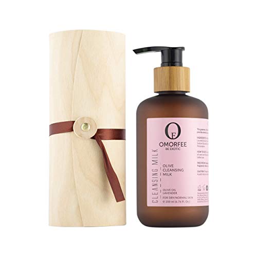 OMORFEE Organic Olive Cleansing Milk - Deeply Hydrates, Nourishes with Lavender Oil - 200ml