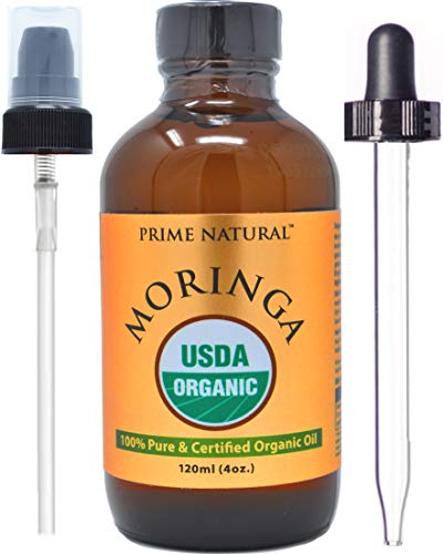 PRIME NATURAL Organic Moringa Oil - Hydrating & Nourishing for Skin, Hair & Scalp - 4oz