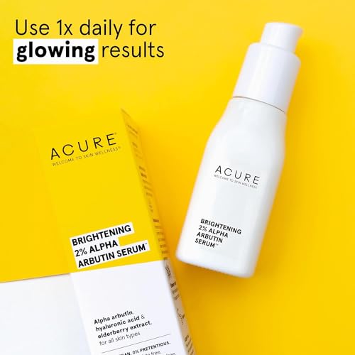 Acure Face Serum - Brightens Skin, Reduces Dark Spots, 100% Vegan with Hyaluronic Acid - 1 Fl Oz