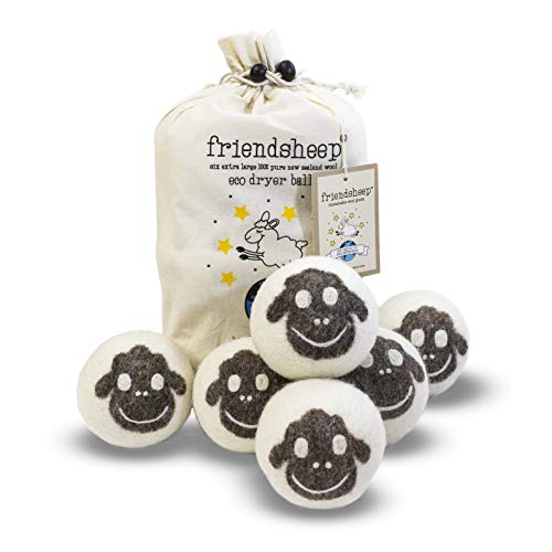 Friendsheep Wool Dryer Balls - Organic, Hypoallergenic, Reusable for 1000+ Loads - 6 XL Pink