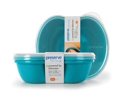 Preserve Food Storage Container - 25.5oz, 100% Recycled Plastic, BPA-Free, Set of 2, Aqua Blue