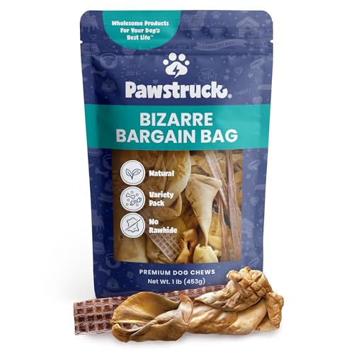 Pawstruck Bizarre Bargain Bag Dog Treats - Natural Chews, Low Fat, Assorted Flavors - 1 lb