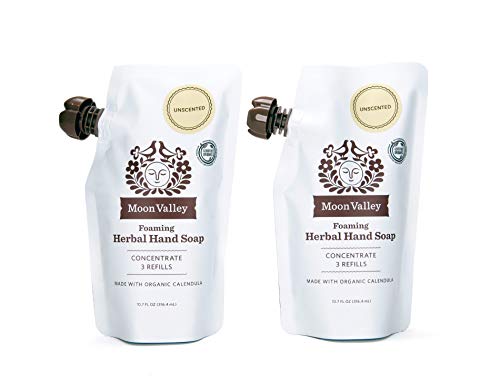 Moon Valley Hand Soap Refill - Vegan, Non-GMO, Nourishing Formula - 2 Unscented Pouches, 10.7oz