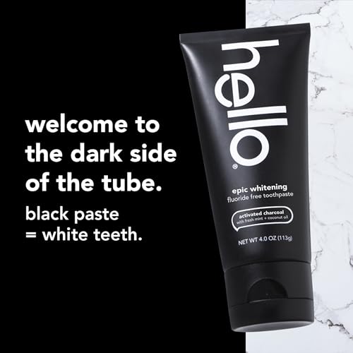 hello Activated Charcoal Toothpaste - Whitens Teeth, Vegan, Fluoride-Free, Fresh Mint - 4oz