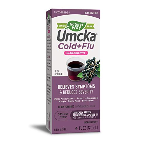 Nature's Way Cold + Flu Relief Syrup - Multi-Symptom Support, Homeopathic, Berry Flavor - 4 Fl Oz