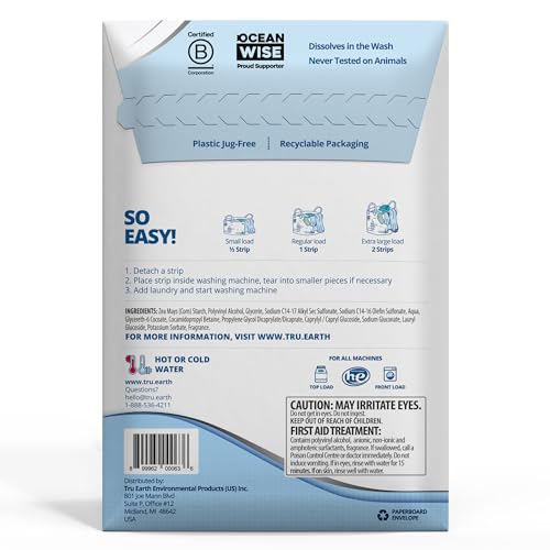 Tru Earth Platinum Laundry Detergent Sheets - Heavy Duty Cleaning, Hypoallergenic - 32 Sheets