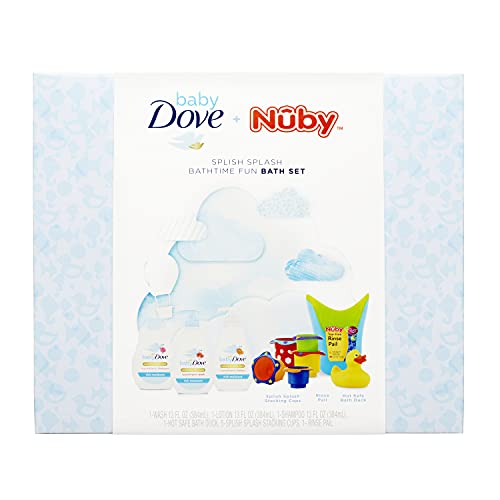 Baby Dove & Nûby Bathtime Gift Set - Gentle Care, Tear-Free Wash, Fun Bath Accessories - 7 Items