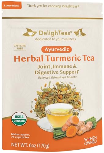 DelighTeas Organic Turmeric Ginger Tea - Joint & Digestive Support, Non-GMO, Caffeine Free - 6oz