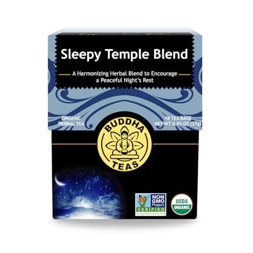 Buddha Teas Sleepy Temple Blend - Calming Herbal Tea, Organic, Caffeine-Free - 18 Bags