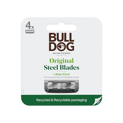 Bulldog Men's Razor Blade Refills - Smooth Shave, Aloe-Infused, Natural Care - 4 Count