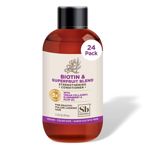 Soapbox Biotin Conditioner - Promotes Volume & Growth, Vegan Collagen - 24-Pack, 3.3 oz Each