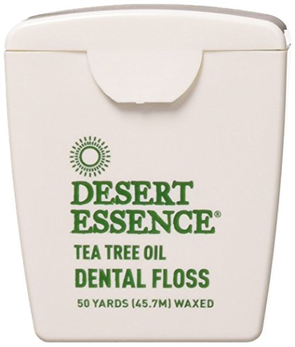 Desert Essence Tea Tree Dental Floss - Freshens Breath, Gluten-Free, 50 yd - Pack of 6