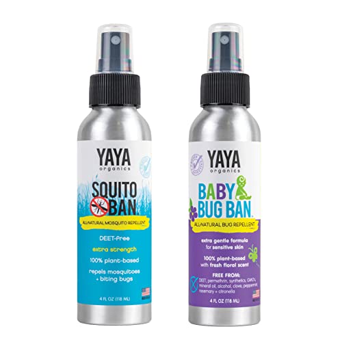 YAYA Organics Bug Repellent Duo - DEET-Free, Safe for Kids & Babies, 4oz Pack of 2