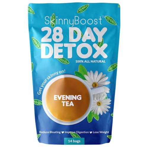 Skinny Boost Evening Detox Tea - Supports Digestion & Reduces Bloating, Lemon Honey Flavor - 14 Bags