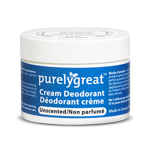 Purelygreat Cream Deodorant - Lasting Odor Control, Aluminum-Free, Vegan - Unscented, 1.76oz