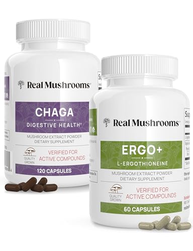 Real Mushrooms Mushroom Supplement Bundle - Immune Support, Digestive Health - 60ct & 120ct