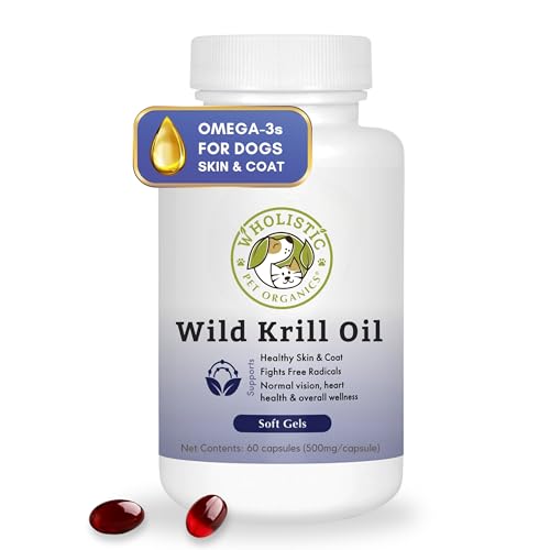 Wholistic Pet Organics Krill Oil - Itchy Skin Relief, Joint Health, Omega 3 - 90 Softgels