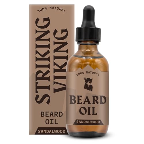 Striking Viking Beard Oil - Softens & Strengthens, Natural Argan & Jojoba Oils - 2 Fl Oz, Sandalwood