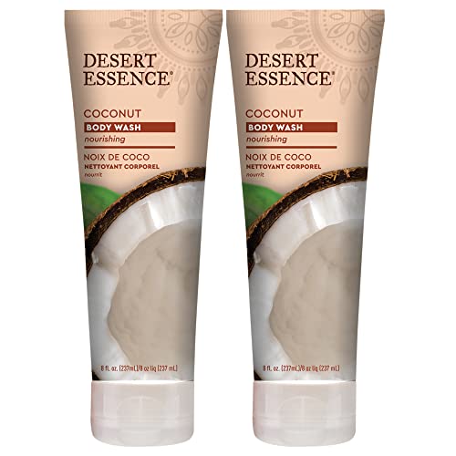 Desert Essence Coconut Body Wash - Deep Hydration, Organic Oils & Botanicals - 8oz (Pack of 2)