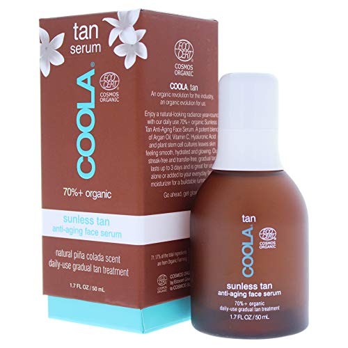 COOLA Organic Self Tanner Face Serum - Hydrating Anti-Aging, Vegan, Piña Colada - 1.7 Fl Oz