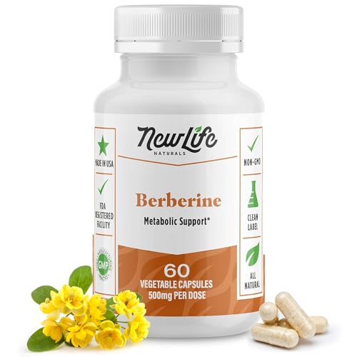 NewLife Naturals Berberine HCL - Supports Heart & Metabolic Health, Non-GMO - 500mg, 60 Capsules