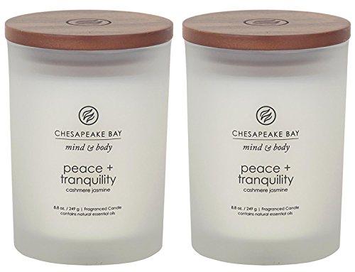 Chesapeake Bay Candle Peace + Tranquility - Cashmere Jasmine, Relaxation Aid, 2-Pack