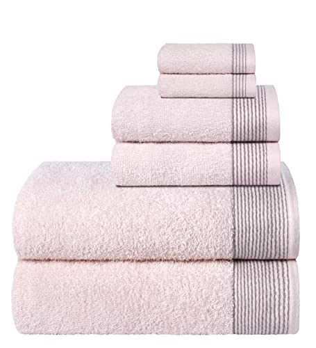 Belizzi Home 100% Cotton Towel Set - Ultra Soft, Highly Absorbent, 6-Piece Lightweight - Pink