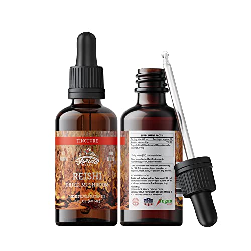 Florida Herbs Organic Reishi Mushroom Tincture - Hormone-Free, Non-GMO, 700mg - 2oz