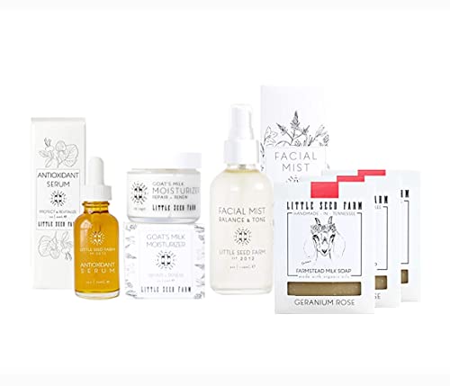 Little Seed Farm Bath & Body Gift Set - Nourishing Moisturizer, Soap, Serum, Toner - 4 Items