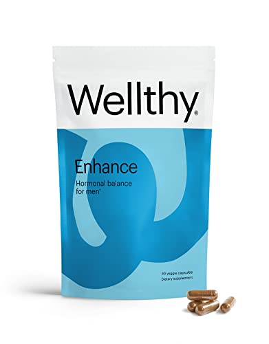 Wellthy Enhance Testosterone Booster - Natural Estrogen Blocker, Gluten & Dairy Free - 90 Pills