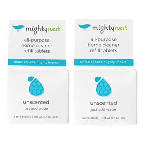 MightyNest All Purpose Cleaner - Safe for Kids & Pets, Biodegradable Ingredients - 6 Unscented Tabs