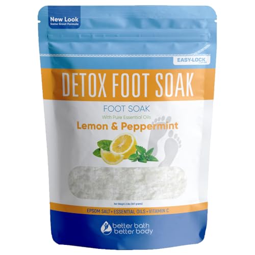 Detox Foot Soak - Epsom Salt Blend with Lemon & Peppermint, Therapeutic Oils - 2 LBs