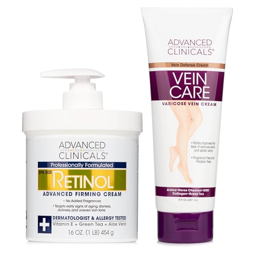 Advanced Clinicals Firming Cream & Vein Care Set - Hydrating Anti-Aging Formula - 8oz