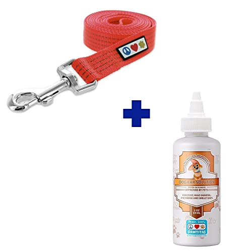 Pawtitas Pet Care Bundle - Durable Reflective Leash & 100% Natural Ear Cleaner for Small Dogs