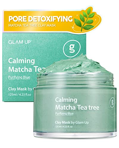 GLAM UP Calming Matcha Tea Tree Clay Mask - Deep Cleansing, Pore Purifying - 125ml
