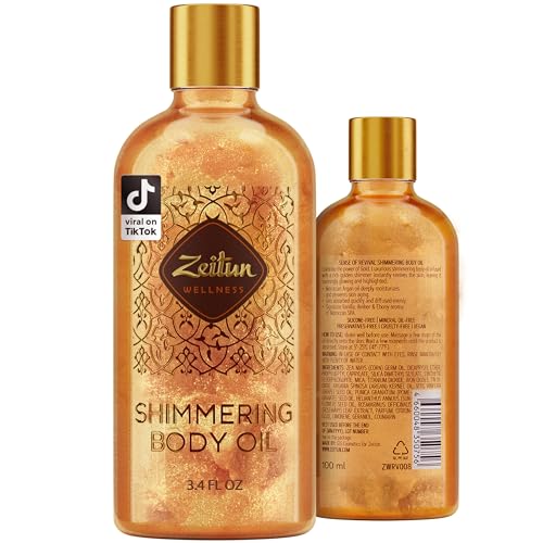 Premium Shimmer Body Oil - Hydrating Glow with Argan Oil & Vanilla, Non-Sticky Formula - 4oz