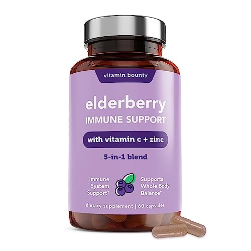 Vitamin Bounty Immune Defense Supplement - Elderberry, Vitamin C, Zinc & Echinacea - 60 Capsules