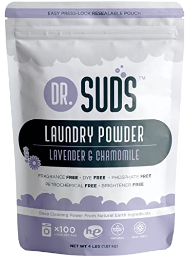 Dr Suds Natural Laundry Powder - Gentle Lavender & Chamomile, 100+ Loads with Earth Minerals