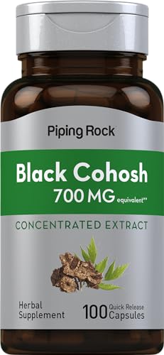 Piping Rock Black Cohosh Root Extract - Quick Release, Non-GMO, Gluten Free - 700 mg, 100 Capsules