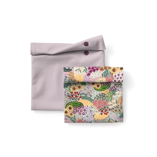 Esembly Silicone Storage Bag Set - Reusable, BPA-Free, Easy-Clean - 2 Pack Botanic Gardens Amethyst