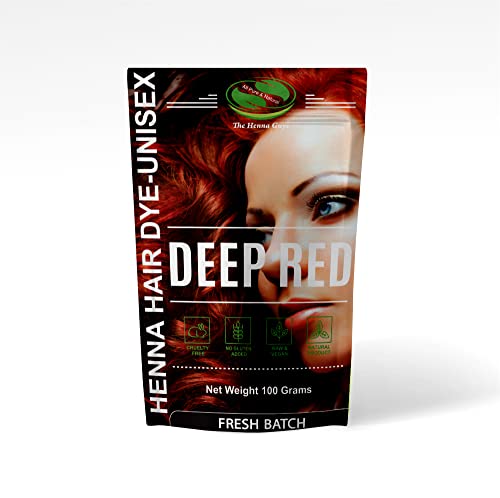 The Henna Guys Deep Red Henna Hair Dye - 100% Natural, Vegan, Chemical-Free - 100g