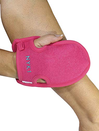 NYK1 Exfoliating Glove - Gentle Dead Skin Remover, Natural Plant Fibres - Pink, Large