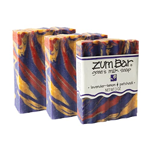 Zum Bar Goat's Milk Soap - Nourishing Lavender-Lemon & Patchouli Aroma - 3 oz, 3 Pack