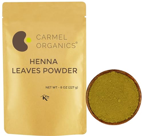 CARMEL ORGANICS Henna Powder - Natural Hair Color, Non-GMO, No Additives - 8oz